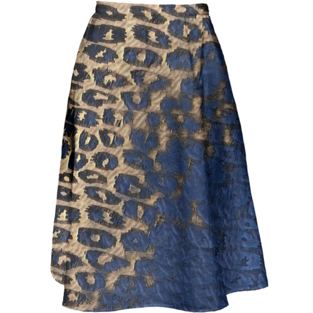 Blue Cheetah Midi Skirt
