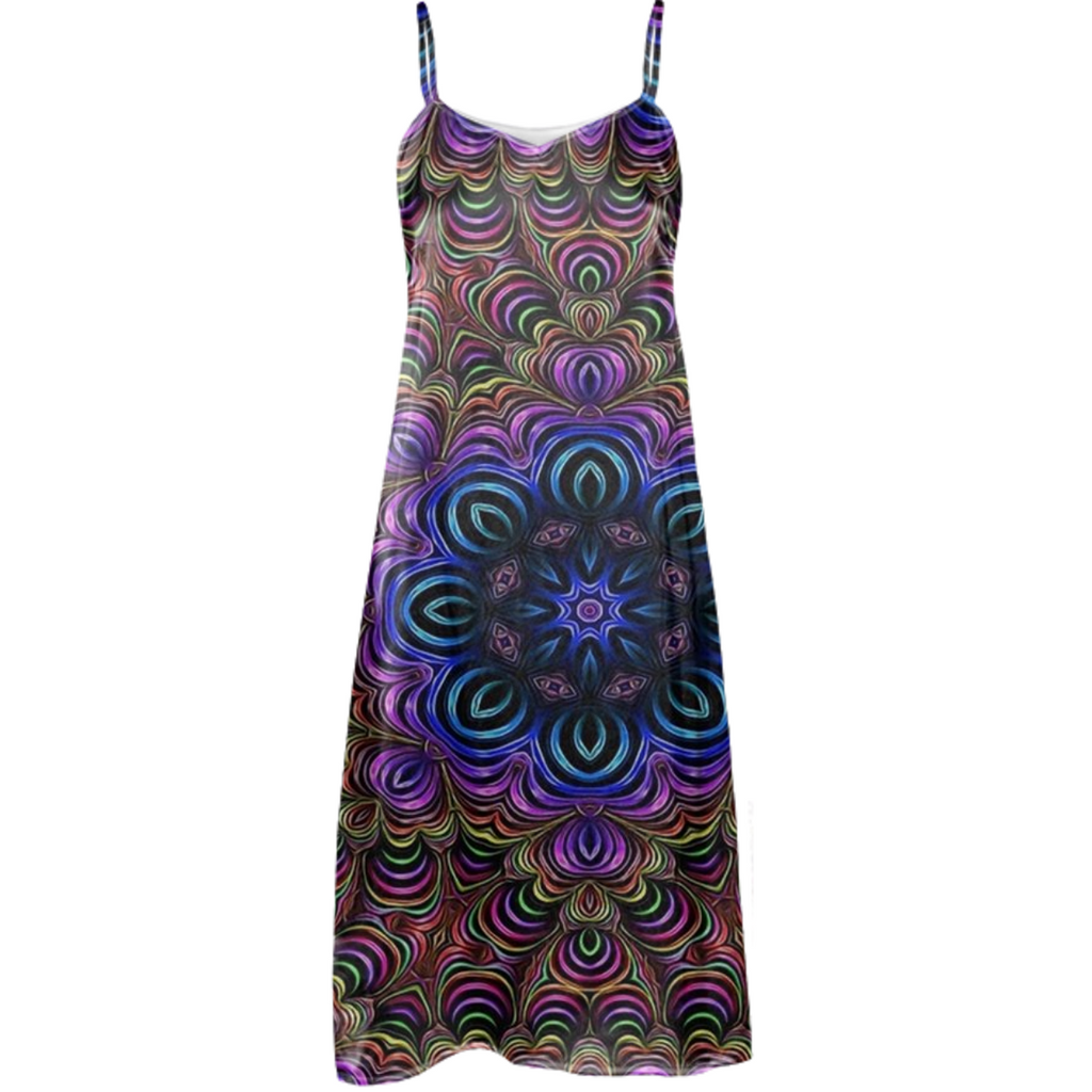 Blue Purple Swirl Kaleidoscope Slip Dress