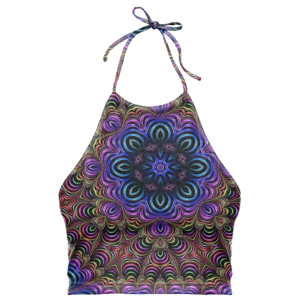 Blue Purple Swirl Kaleidoscope Halter Top