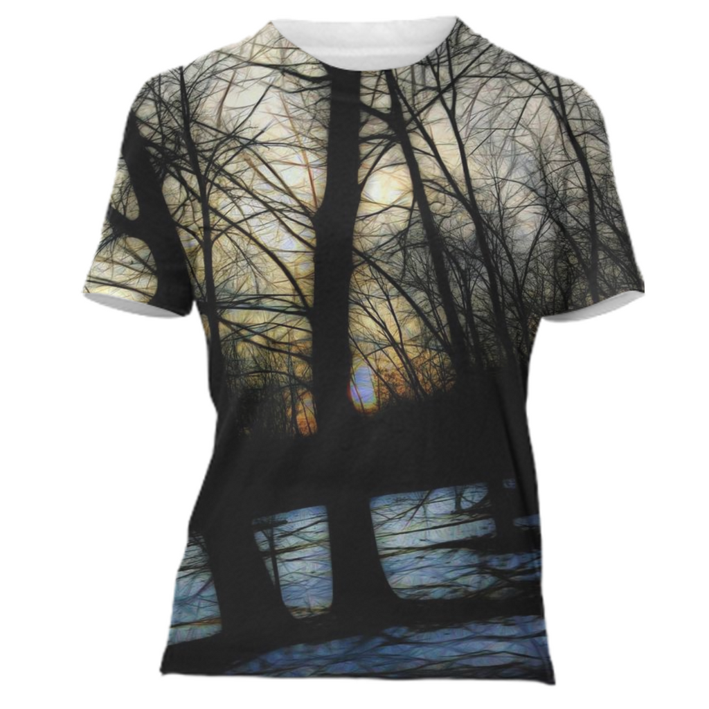 Winter Landscape Sunset Drive Babydoll T-Shirt