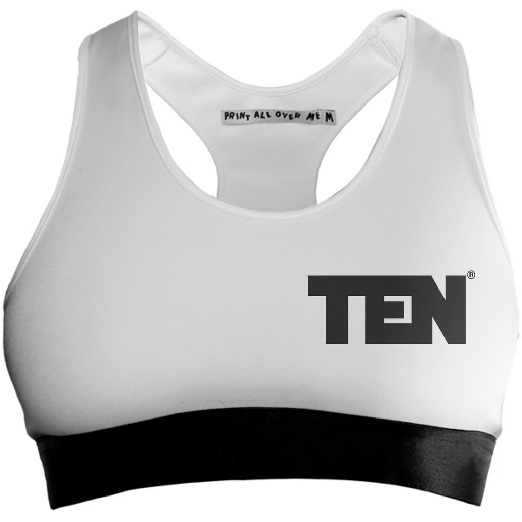 white ten logo bra