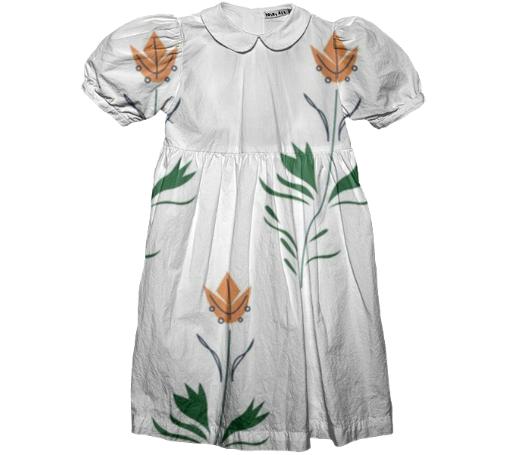 Luxury painted dress FOLK TULIPS
