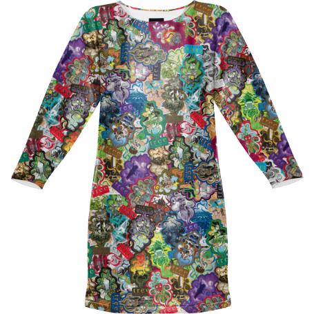 All Over Trees Sweatshirt Dress