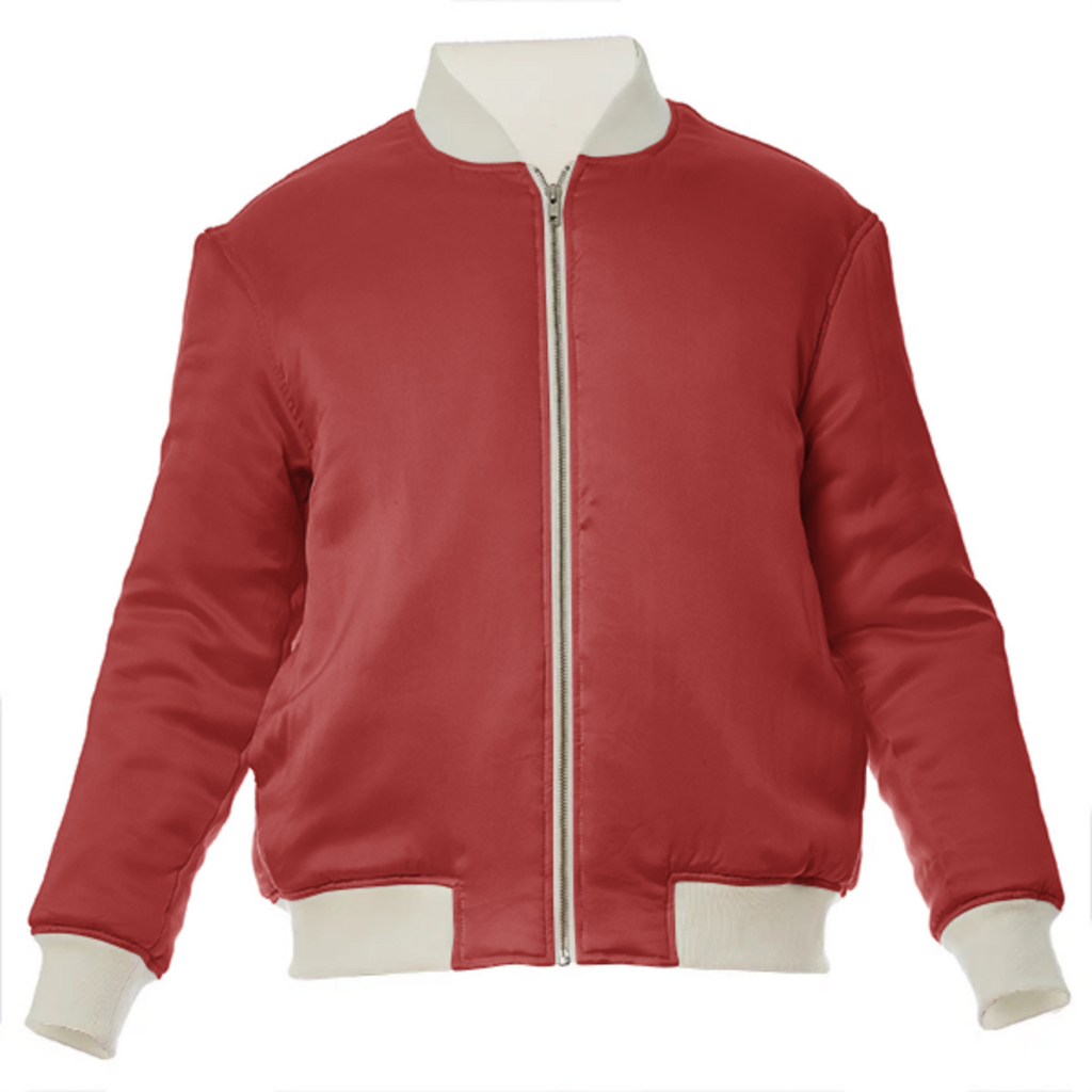 color firebrick VP silk bomber jacket
