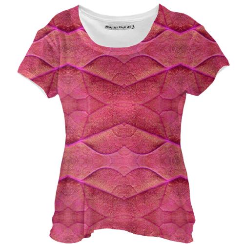 Leaf Lip Print Pink Drape Shirt