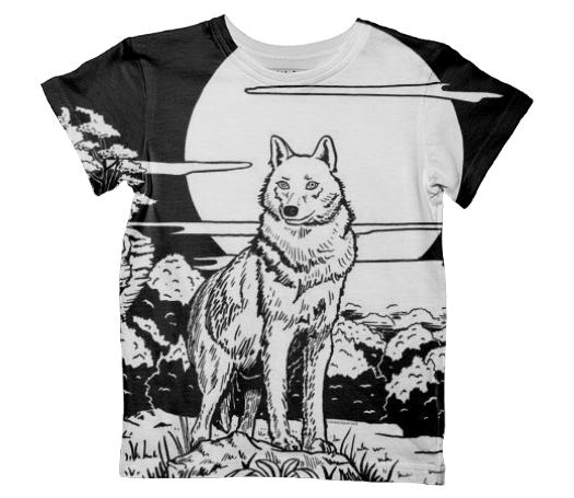 Kids Wolf and Moon T shirt