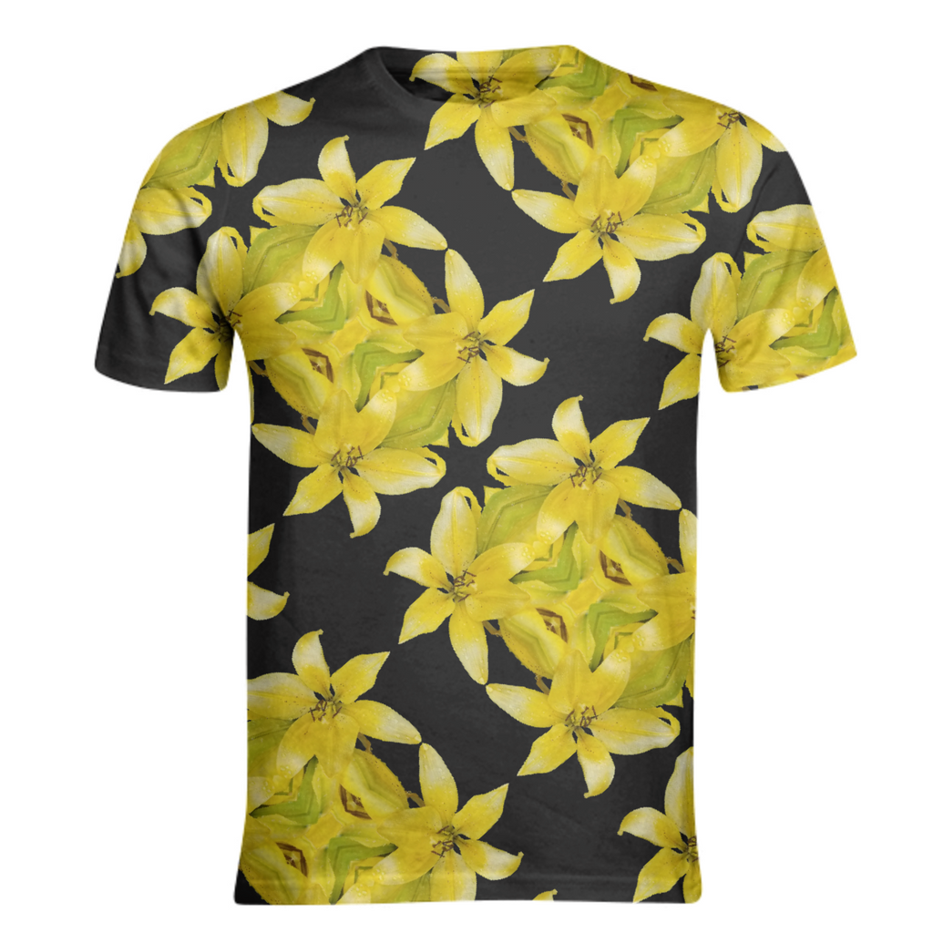 Yellow Flowers Geometric on Black