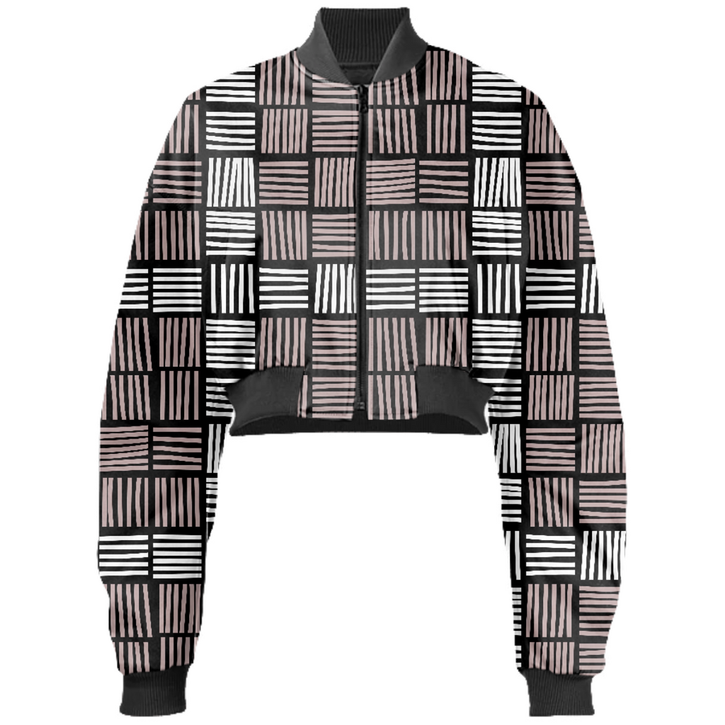 Stylish Striped Lines Gabriel Held Cropped Bomber Jacket