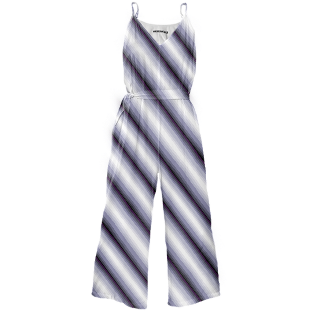 Blue Pin Strip Tie Waist Jumpsuit