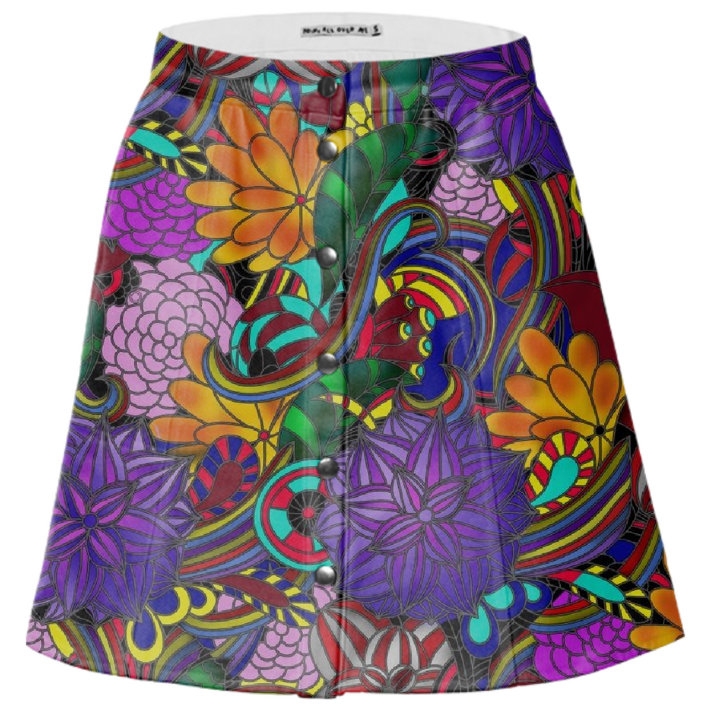 Flowers And Rainbows Mini Skirt