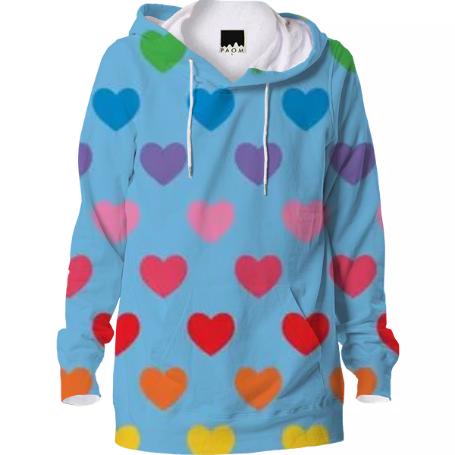 Lt blue rainbow heart hoodie