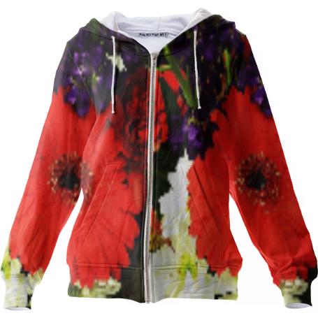 Bold Flowers Zip Up Hoodie