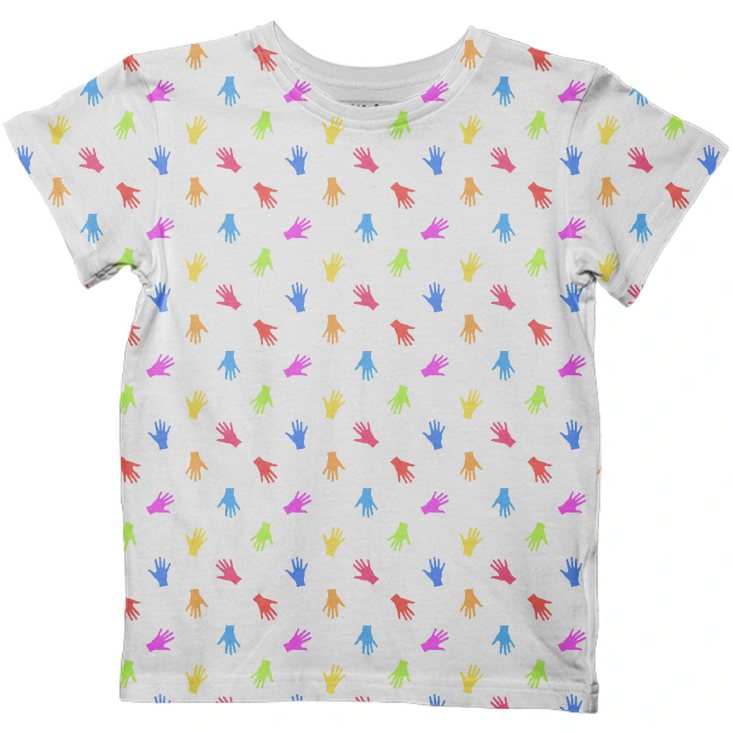 Multicolored Hands Silhouette Motif Design