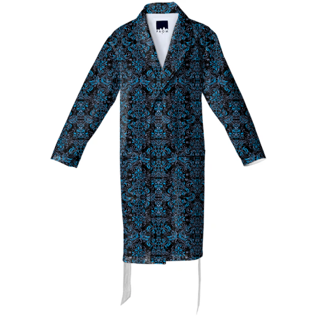 Blue Vines and Lace Cotton Robe