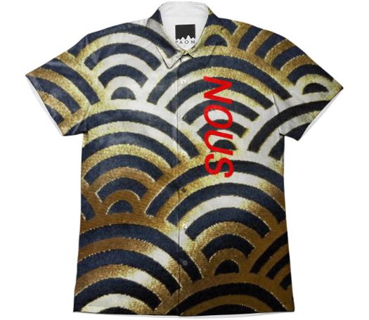 Nous Gold circle Texture button up shirt