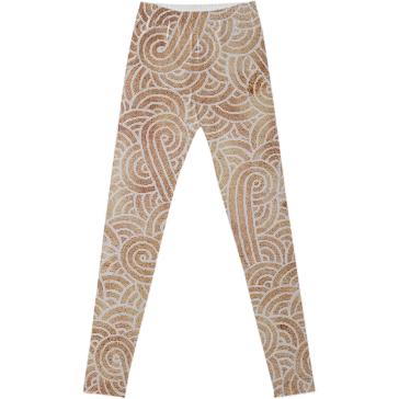 Iced coffee and white swirls doodles Fancy Leggings