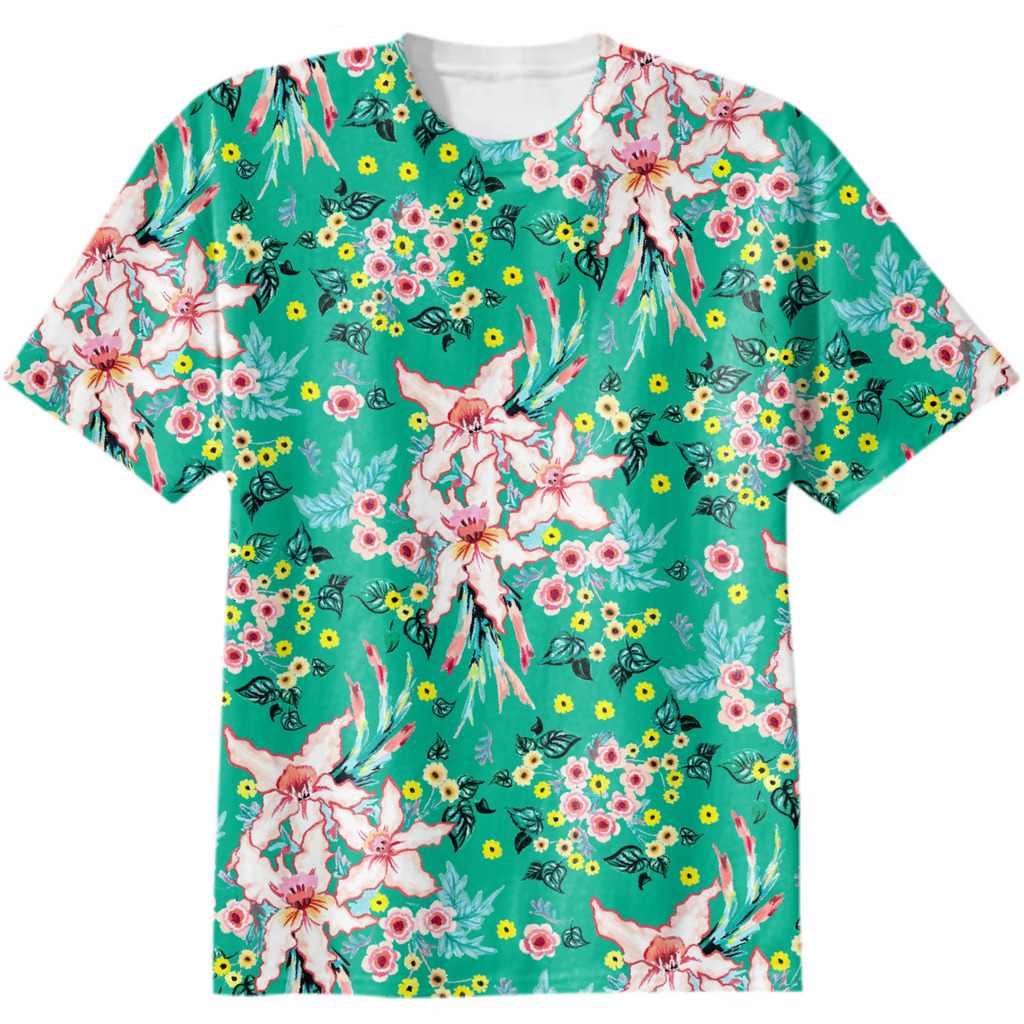 Lily Floral bold pattern in Teal and Pink
