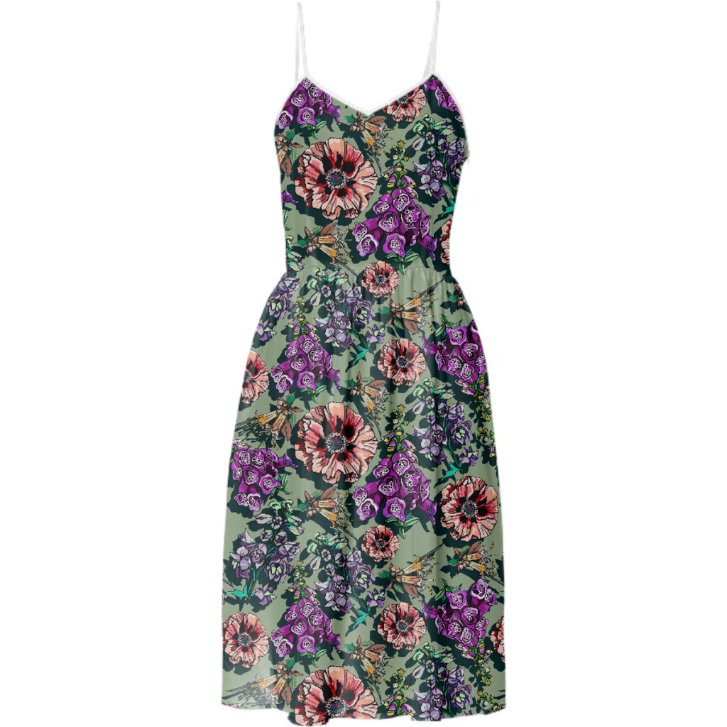 mint green delphinium and foxglove dress