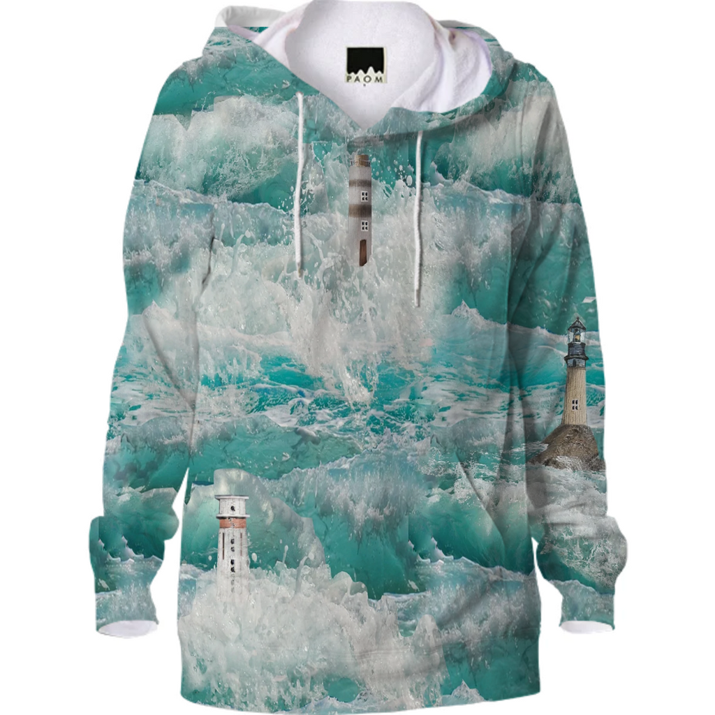 sea spray, waves, foam, lighthouses, emerald, aquamarine,