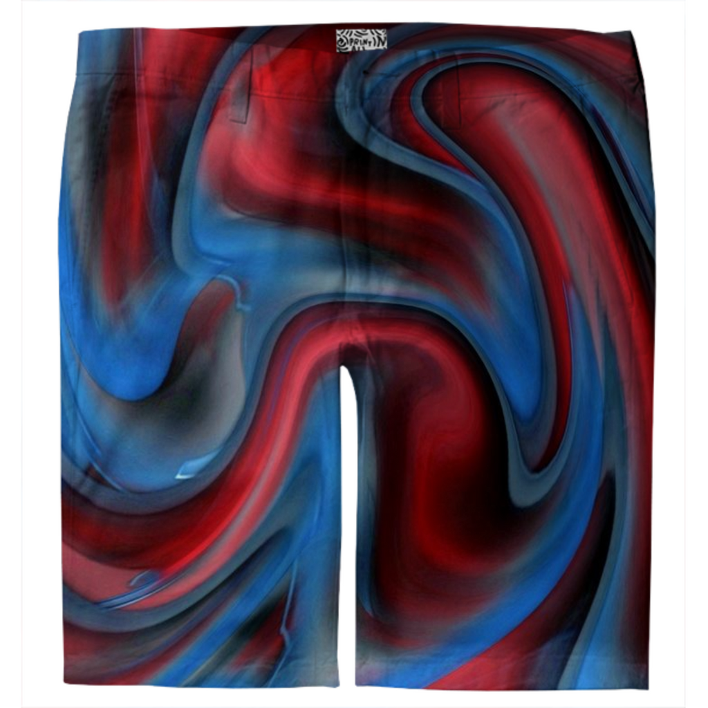 Blue Red Swirl Trouser Shorts