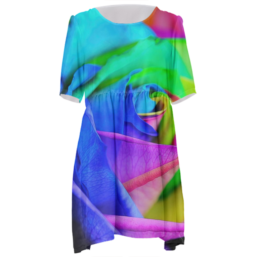 Rainbow Rose Babydoll Dress