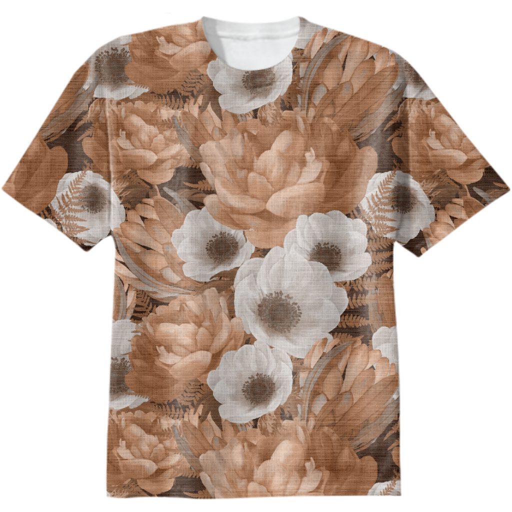 Vintage Floral t shirt sepia
