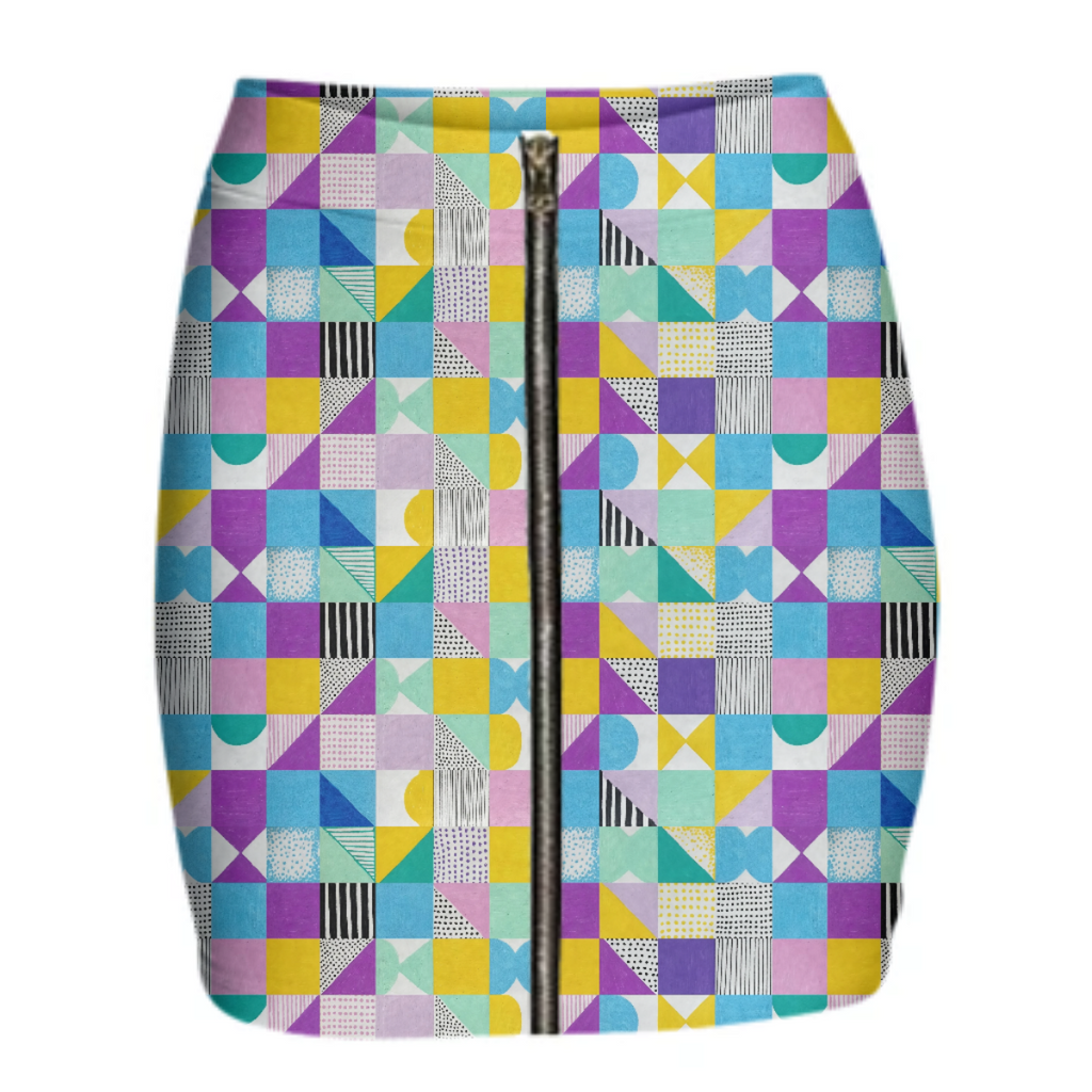 Colorful Abstract Print Skirt