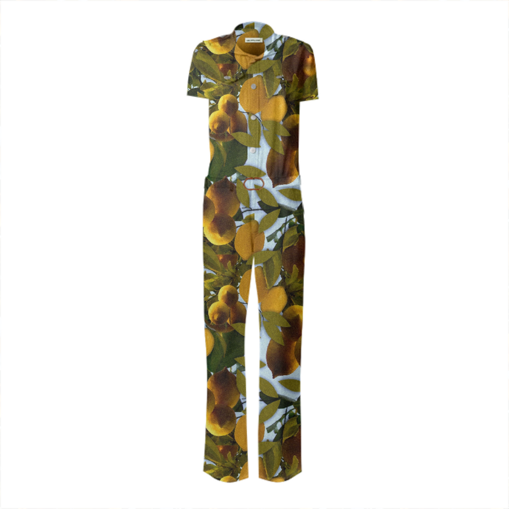 Lemon Pattern Belted Jumpsuit