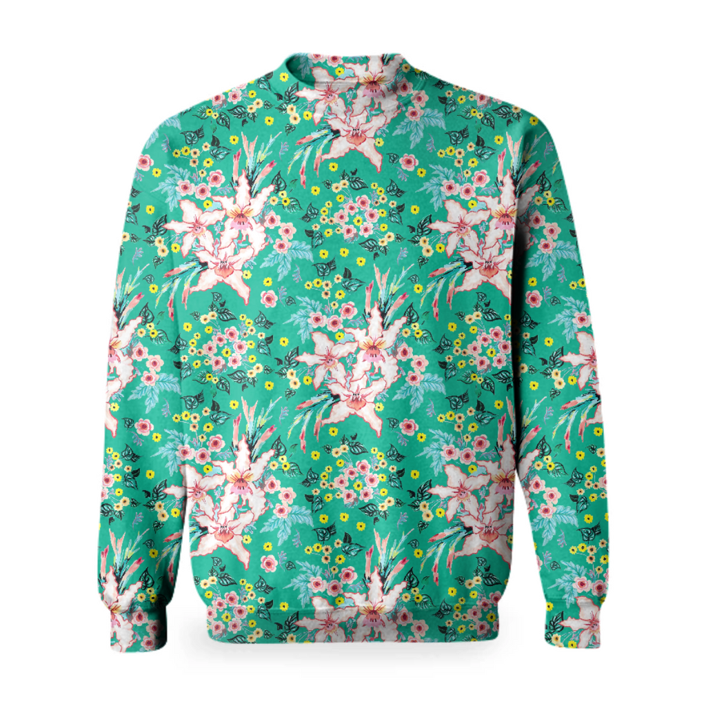 Lily Floral bold pattern in Teal and Pink