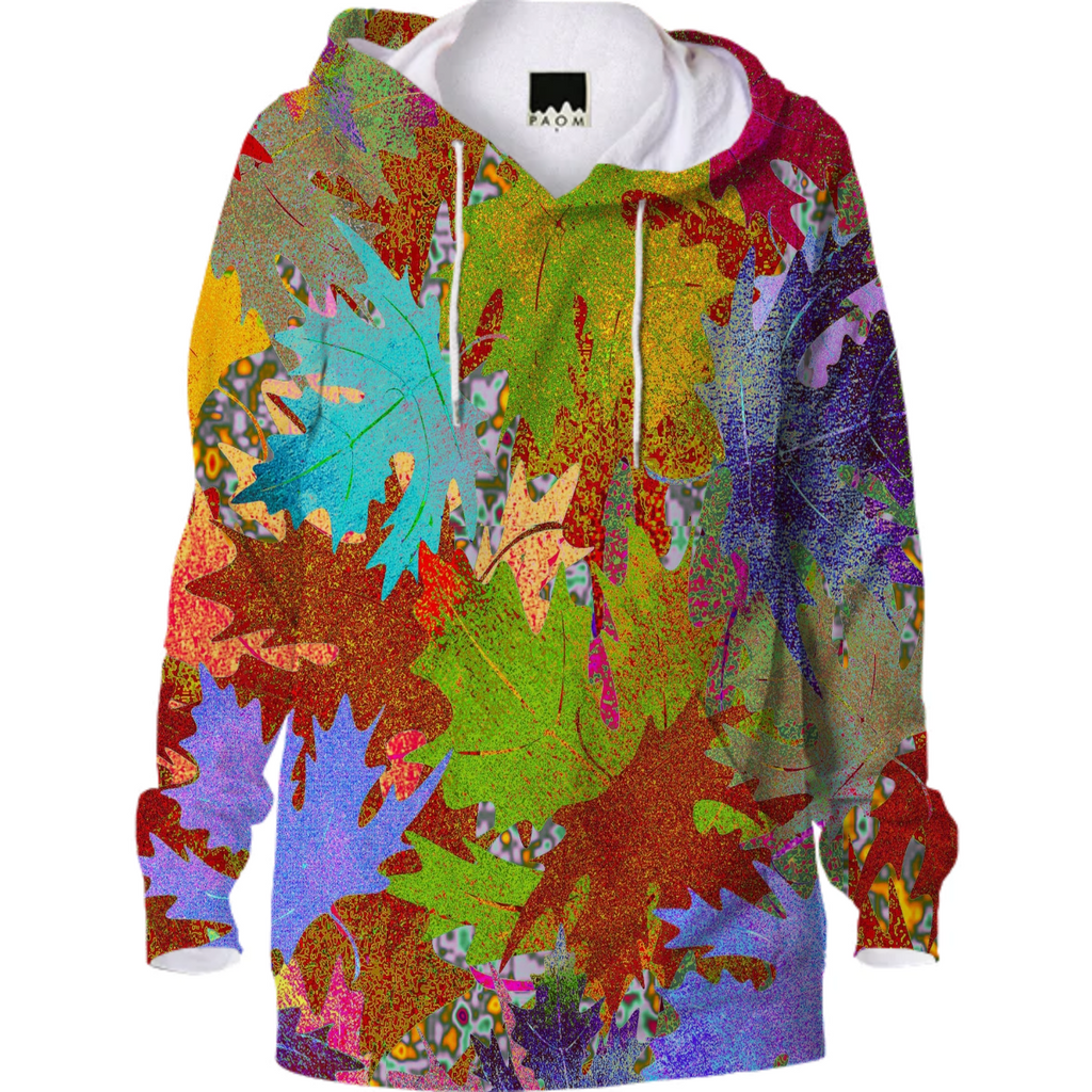 leaves, autumn, blue, multicolour, psychedelic