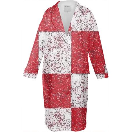 Frost Red Checkered Neoprene Coat by LadyT Designs