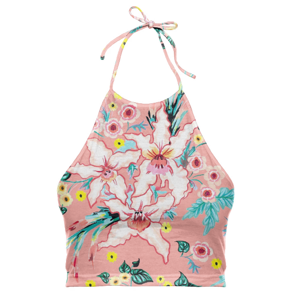 Tropical coral pink lily floral