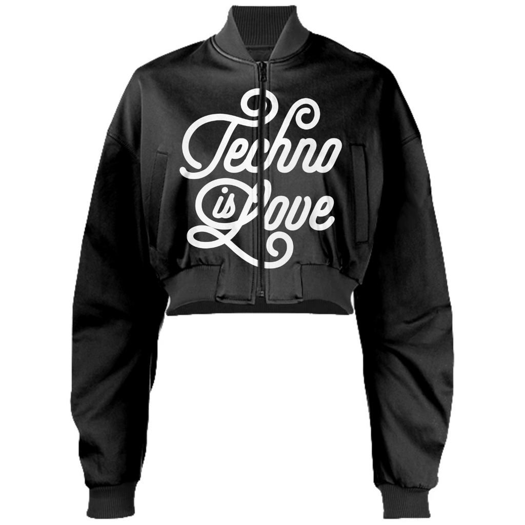 Techno is Love Cropped Bomber Jacket