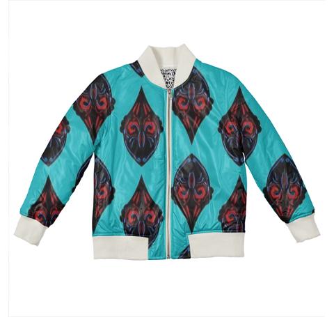 Kids Bomber jacket blue with Orient Mandalas black