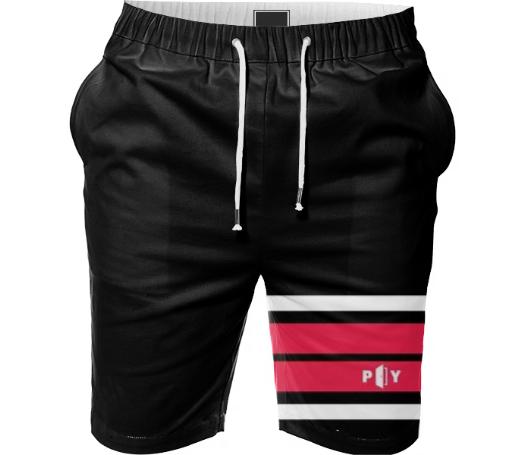 Signature Stripe Shorts Black Red