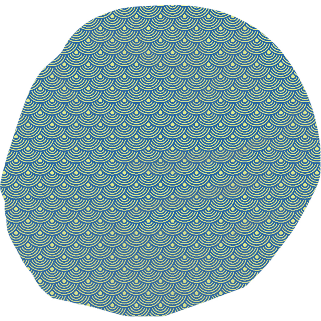 Fish Scales Geometric Pattern Blue, Yellow