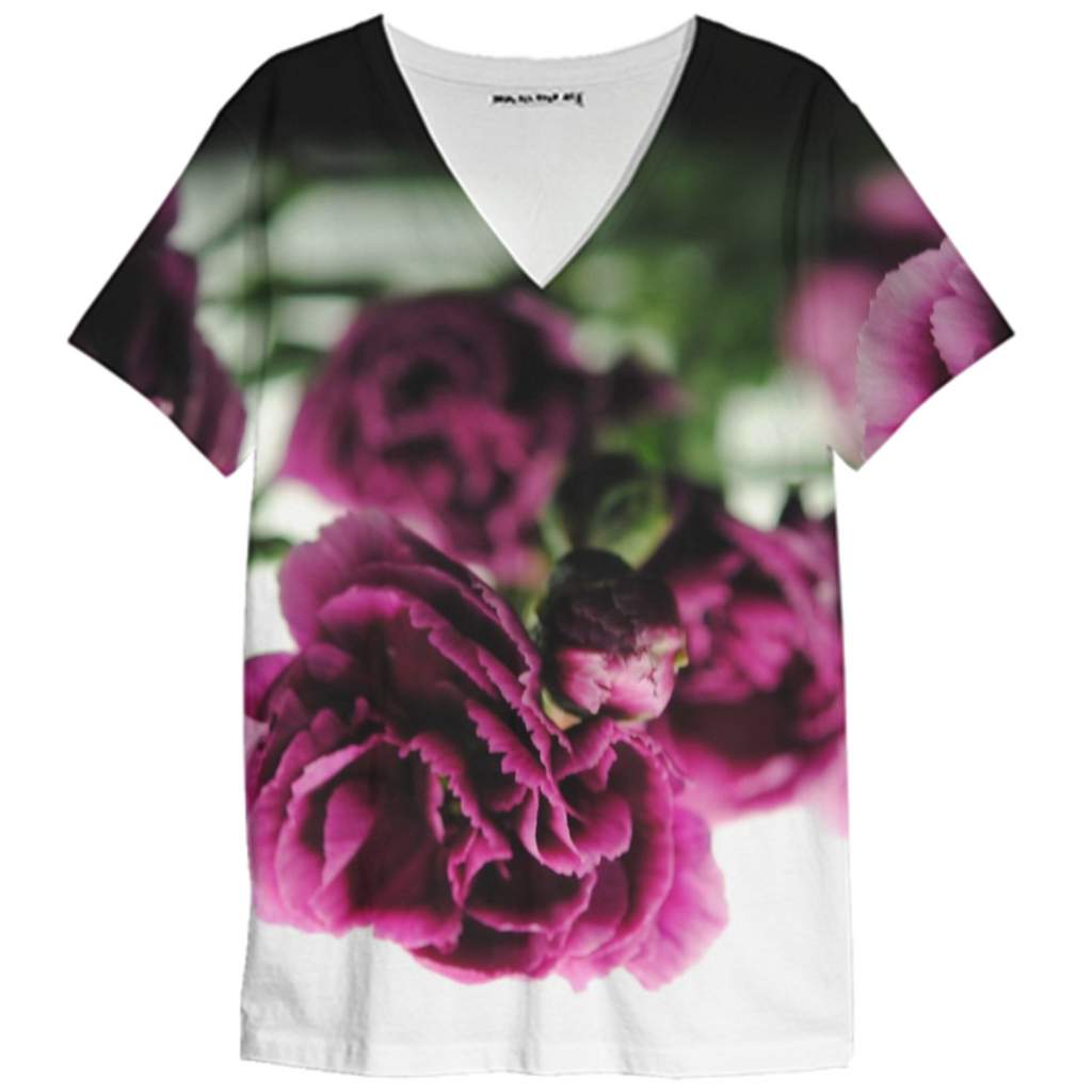 Purple Carnations V-Neck Shirt