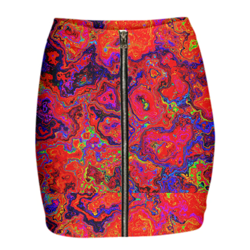 Neon Rainbow Ripples Gabriel Held Mini Zip Skirt