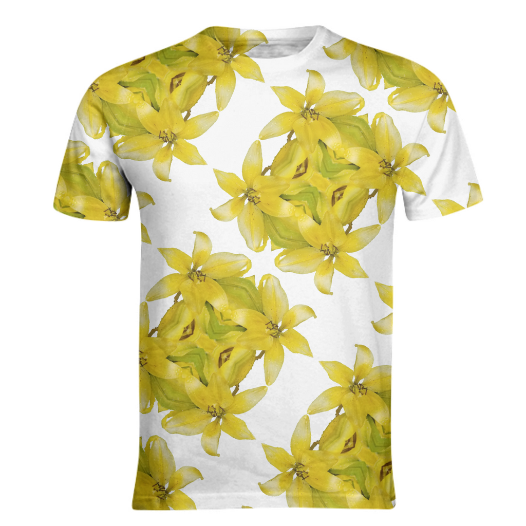Yellow Flowers on white geometric