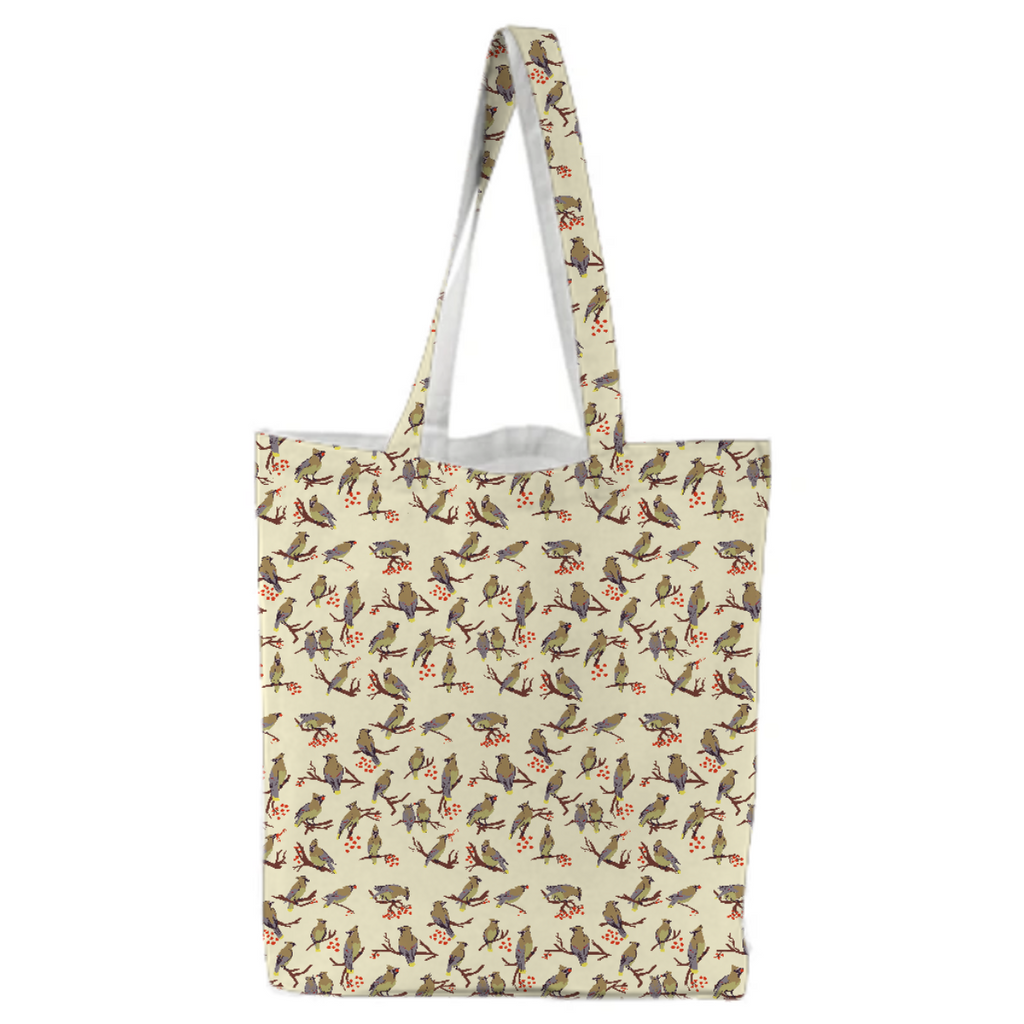 Cedar Waxwings Tote (Small Scale Print)