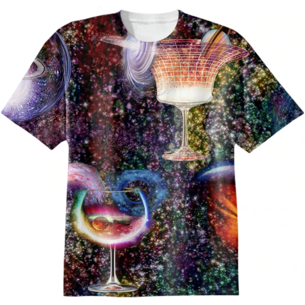 cosmos, glasses, planets, wormholes, cocktail cosmos, surrealism