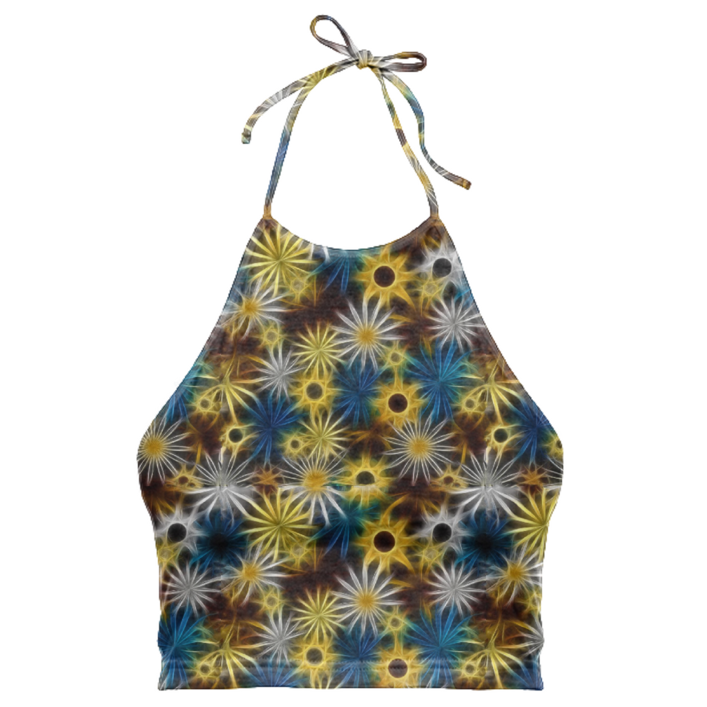 Blue and Yellow Daisies Halter Top