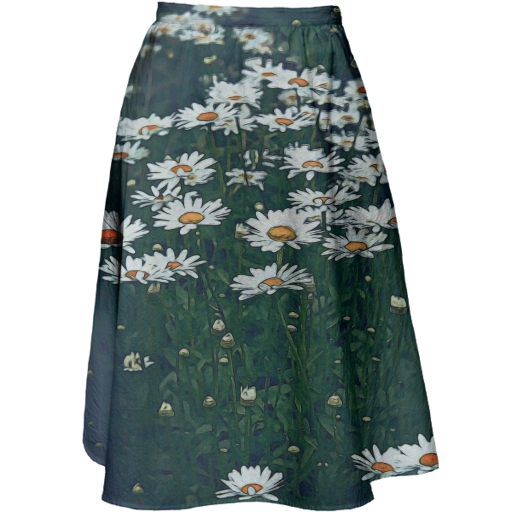 Field Of White Daisies Midi Skirt