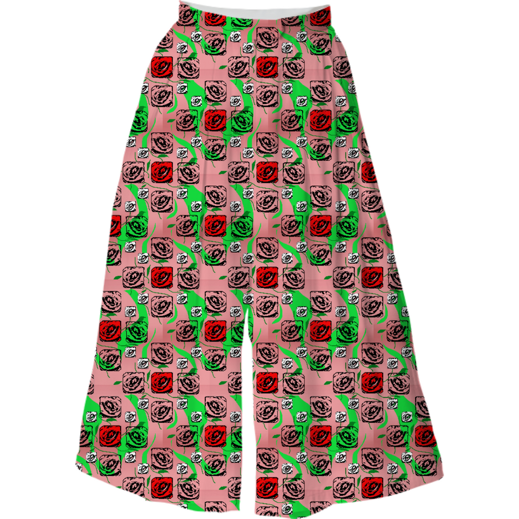 Red and White Roses On Pink Culotte