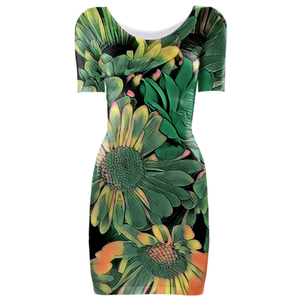 Green Blossoms Bodycon Dress