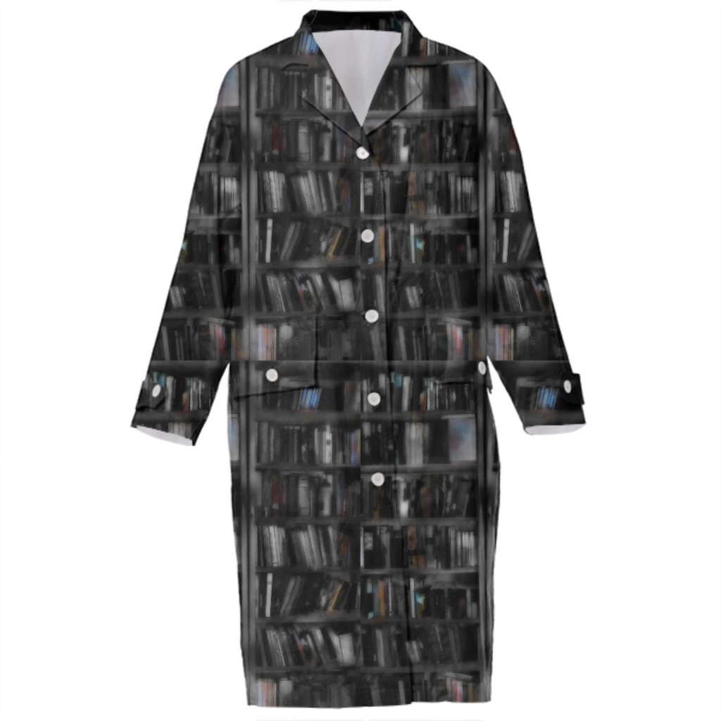 Black and White Bookshelves Cotton Trench