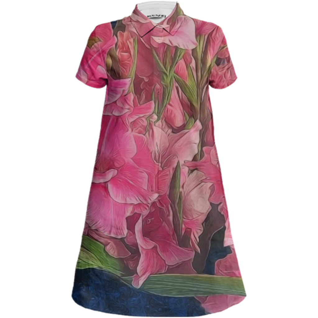 Pink Gladiolas Mini Shirt Dress