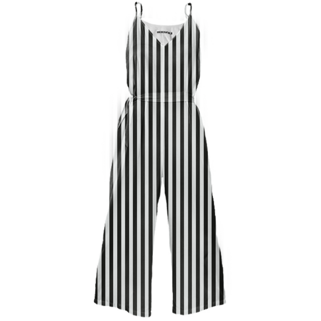 Black and White Striped Jumpsuit Lines Pattern