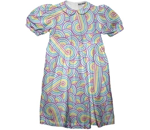 Rainbow and white swirls doodles Kids Party Dress