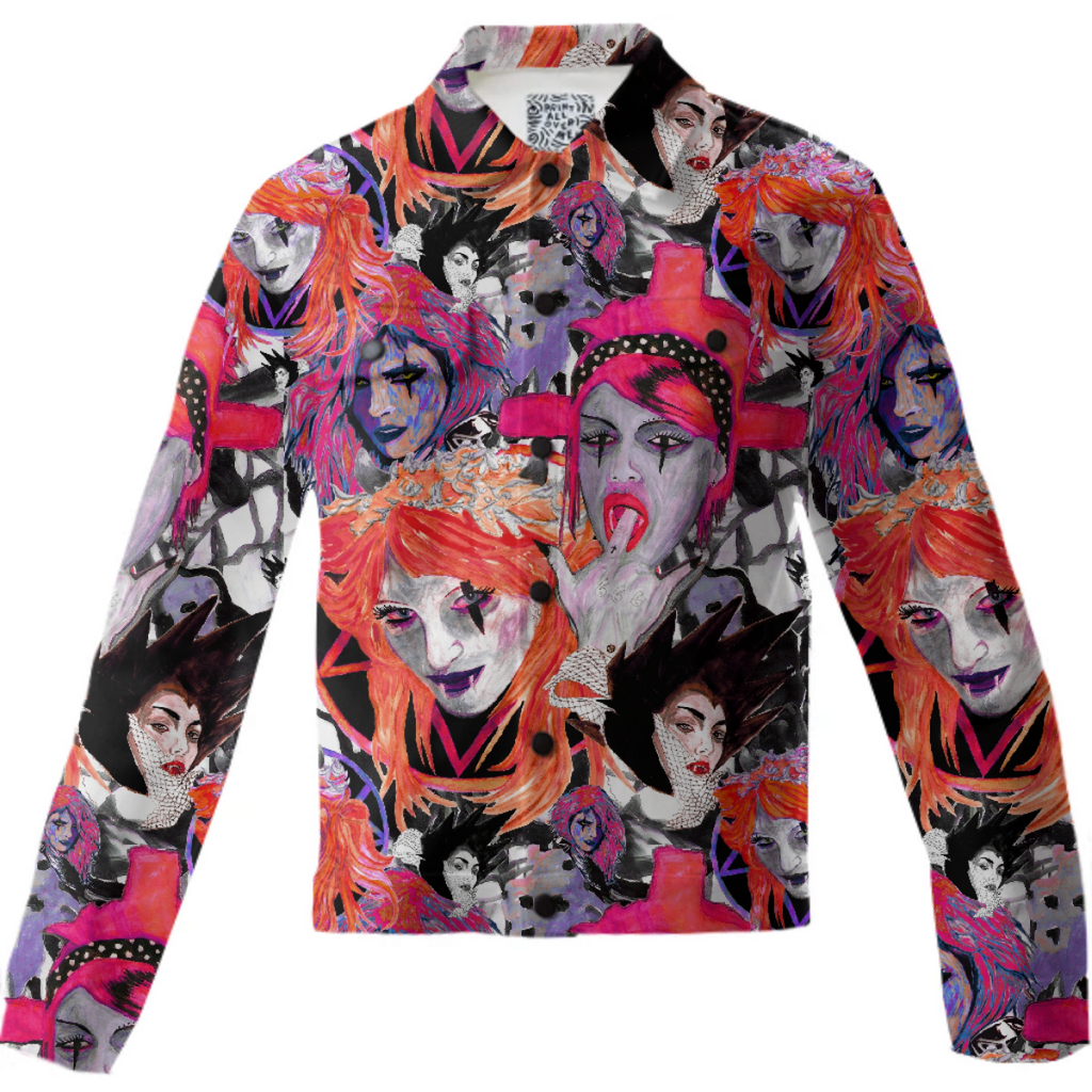 Fitted Denim Jacket Demon RED Hardcore